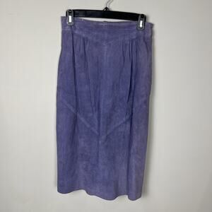 Hooper Assoc. Ltd. Vintage Suede 1980s Skirt Long Lavender Lined Sz 10